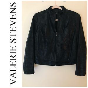 Valerie Stevens Leather Snake Moto Jacket